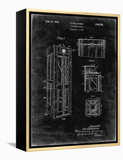 PP1088-Black Grunge Telephone Booth Patent Poster-Cole Borders-Framed Premier Image Canvas