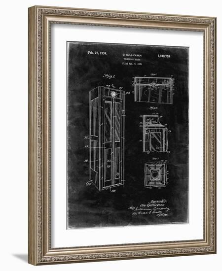 PP1088-Black Grunge Telephone Booth Patent Poster-Cole Borders-Framed Giclee Print