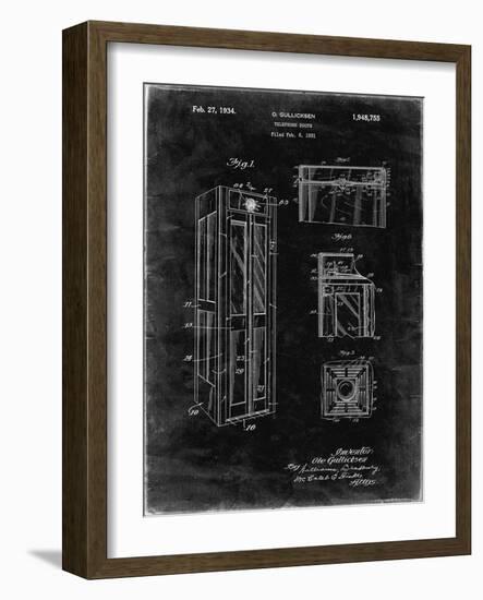 PP1088-Black Grunge Telephone Booth Patent Poster-Cole Borders-Framed Giclee Print