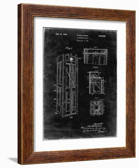 PP1088-Black Grunge Telephone Booth Patent Poster-Cole Borders-Framed Giclee Print