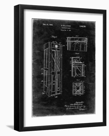 PP1088-Black Grunge Telephone Booth Patent Poster-Cole Borders-Framed Giclee Print