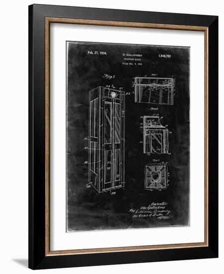 PP1088-Black Grunge Telephone Booth Patent Poster-Cole Borders-Framed Giclee Print