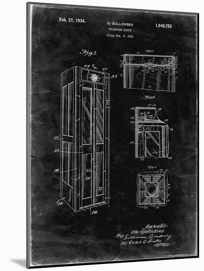 PP1088-Black Grunge Telephone Booth Patent Poster-Cole Borders-Mounted Giclee Print