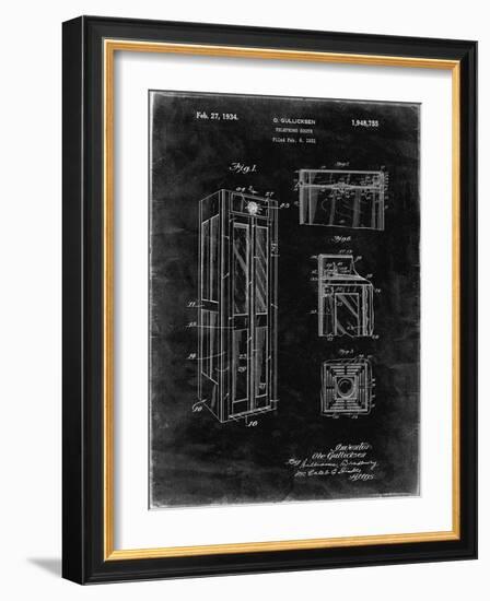 PP1088-Black Grunge Telephone Booth Patent Poster-Cole Borders-Framed Giclee Print