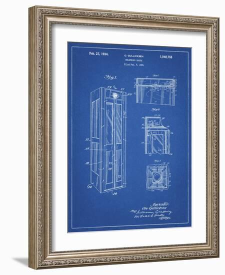 PP1088-Blueprint Telephone Booth Patent Poster-Cole Borders-Framed Giclee Print