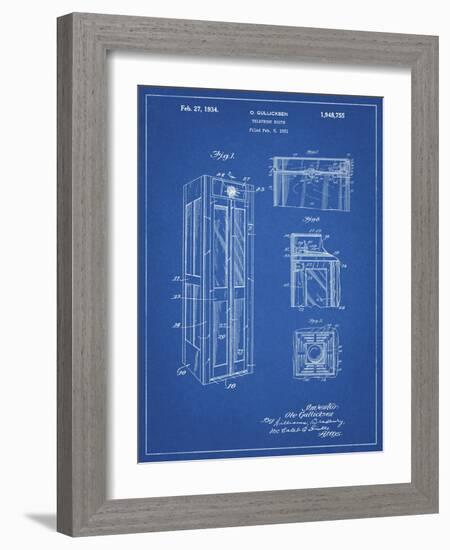 PP1088-Blueprint Telephone Booth Patent Poster-Cole Borders-Framed Giclee Print