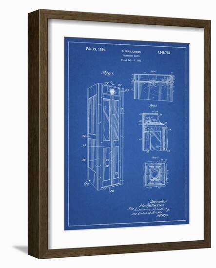 PP1088-Blueprint Telephone Booth Patent Poster-Cole Borders-Framed Giclee Print