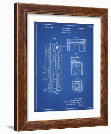 PP1088-Blueprint Telephone Booth Patent Poster-Cole Borders-Framed Giclee Print