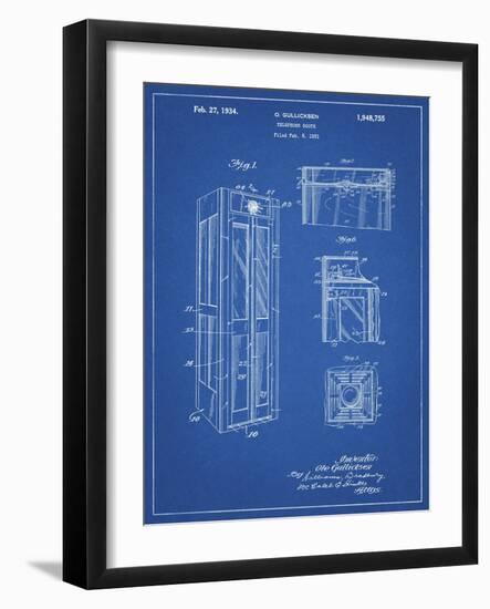 PP1088-Blueprint Telephone Booth Patent Poster-Cole Borders-Framed Giclee Print