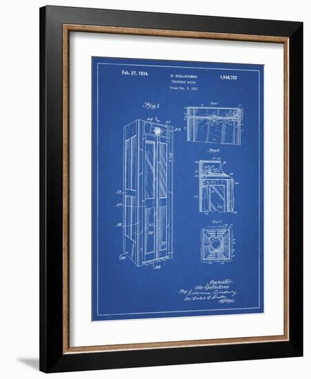 PP1088-Blueprint Telephone Booth Patent Poster-Cole Borders-Framed Giclee Print