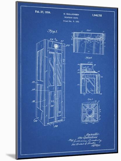 PP1088-Blueprint Telephone Booth Patent Poster-Cole Borders-Mounted Giclee Print