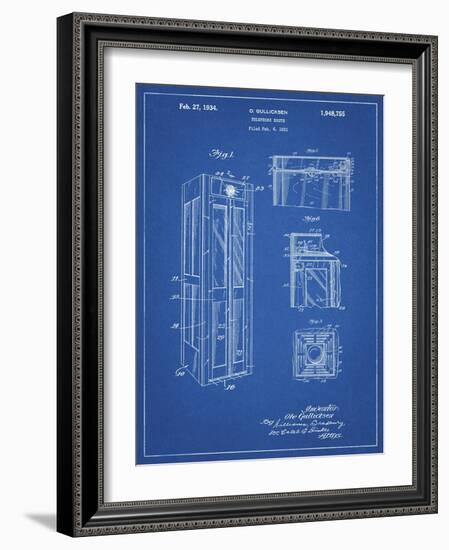 PP1088-Blueprint Telephone Booth Patent Poster-Cole Borders-Framed Giclee Print