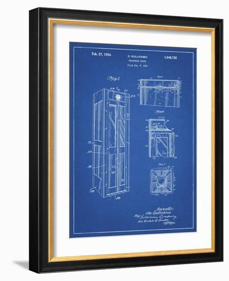 PP1088-Blueprint Telephone Booth Patent Poster-Cole Borders-Framed Giclee Print