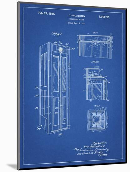 PP1088-Blueprint Telephone Booth Patent Poster-Cole Borders-Mounted Giclee Print