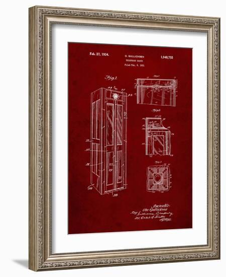 PP1088-Burgundy Telephone Booth Patent Poster-Cole Borders-Framed Giclee Print