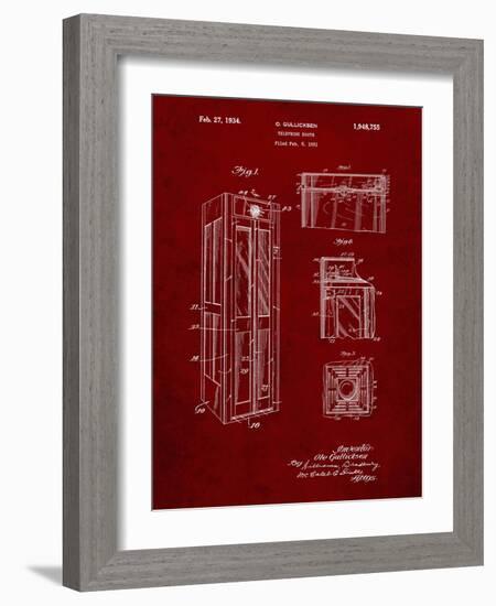PP1088-Burgundy Telephone Booth Patent Poster-Cole Borders-Framed Giclee Print