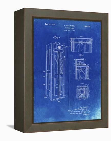 PP1088-Faded Blueprint Telephone Booth Patent Poster-Cole Borders-Framed Premier Image Canvas