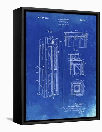 PP1088-Faded Blueprint Telephone Booth Patent Poster-Cole Borders-Framed Premier Image Canvas