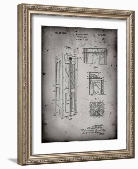 PP1088-Faded Grey Telephone Booth Patent Poster-Cole Borders-Framed Giclee Print