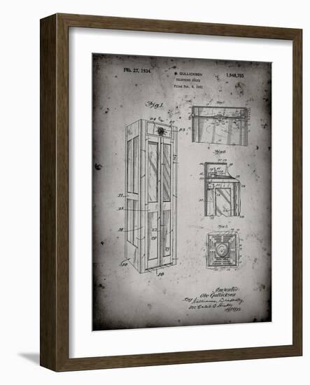 PP1088-Faded Grey Telephone Booth Patent Poster-Cole Borders-Framed Giclee Print