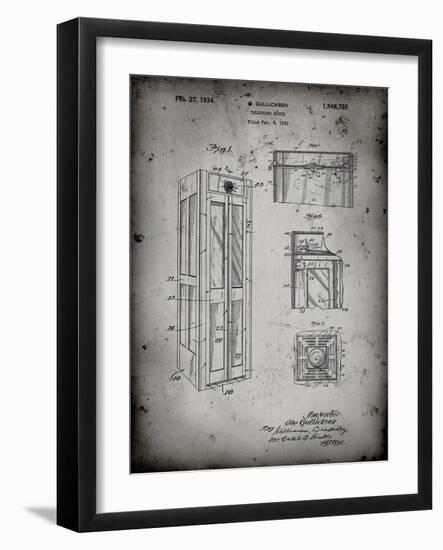 PP1088-Faded Grey Telephone Booth Patent Poster-Cole Borders-Framed Giclee Print