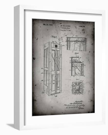 PP1088-Faded Grey Telephone Booth Patent Poster-Cole Borders-Framed Giclee Print