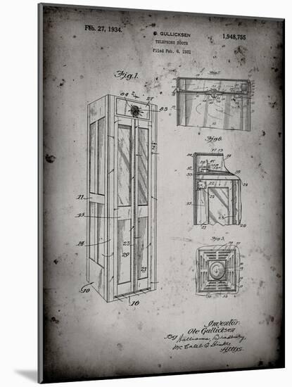PP1088-Faded Grey Telephone Booth Patent Poster-Cole Borders-Mounted Giclee Print