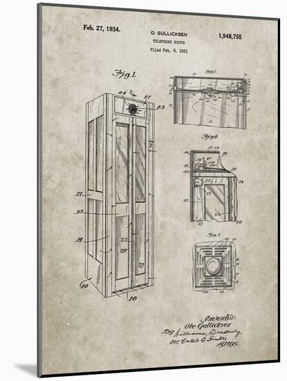 PP1088-Sandstone Telephone Booth Patent Poster-Cole Borders-Mounted Giclee Print