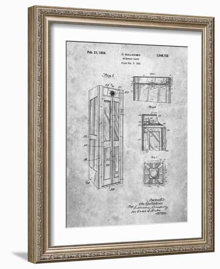 PP1088-Slate Telephone Booth Patent Poster-Cole Borders-Framed Giclee Print