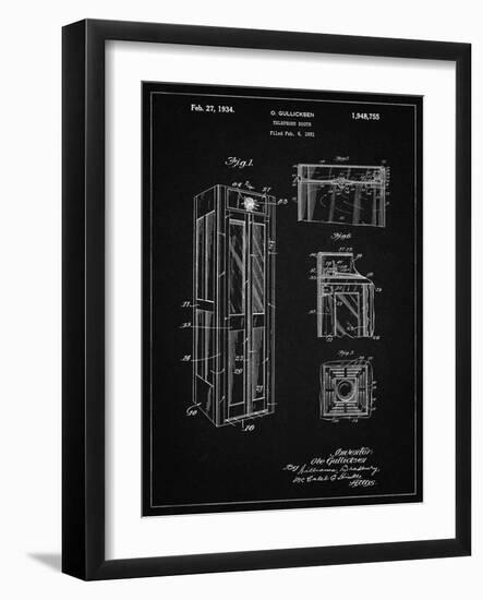 PP1088-Vintage Black Telephone Booth Patent Poster-Cole Borders-Framed Giclee Print