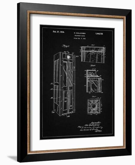 PP1088-Vintage Black Telephone Booth Patent Poster-Cole Borders-Framed Giclee Print