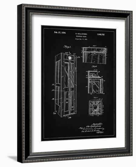 PP1088-Vintage Black Telephone Booth Patent Poster-Cole Borders-Framed Giclee Print