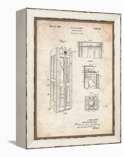 PP1088-Vintage Parchment Telephone Booth Patent Poster-Cole Borders-Framed Premier Image Canvas