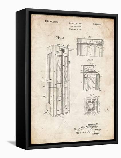 PP1088-Vintage Parchment Telephone Booth Patent Poster-Cole Borders-Framed Premier Image Canvas