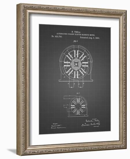 PP1092-Black Grid Tesla Coil Patent Poster-Cole Borders-Framed Giclee Print