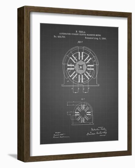 PP1092-Black Grid Tesla Coil Patent Poster-Cole Borders-Framed Giclee Print