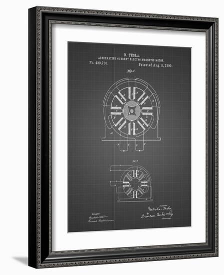 PP1092-Black Grid Tesla Coil Patent Poster-Cole Borders-Framed Giclee Print
