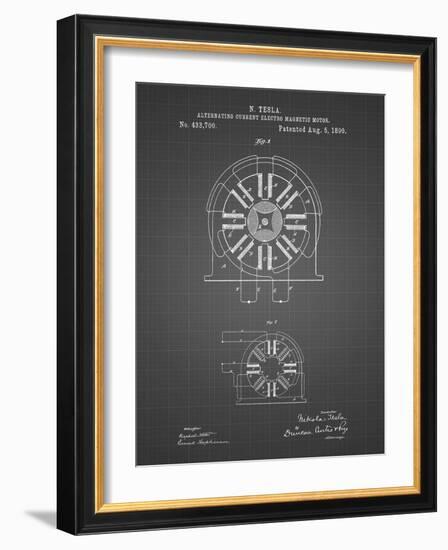 PP1092-Black Grid Tesla Coil Patent Poster-Cole Borders-Framed Giclee Print