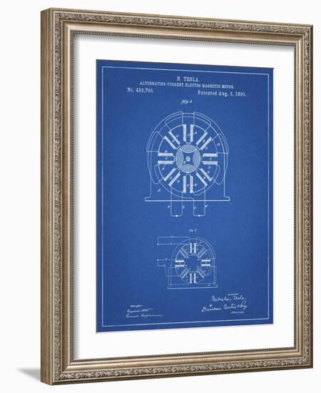 PP1092-Blueprint Tesla Coil Patent Poster-Cole Borders-Framed Giclee Print