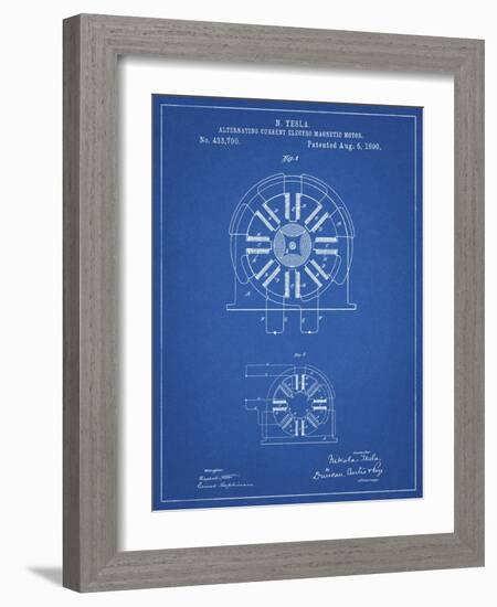 PP1092-Blueprint Tesla Coil Patent Poster-Cole Borders-Framed Giclee Print