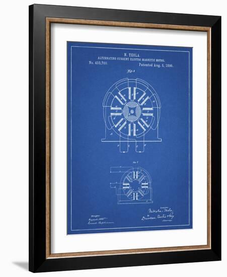 PP1092-Blueprint Tesla Coil Patent Poster-Cole Borders-Framed Giclee Print