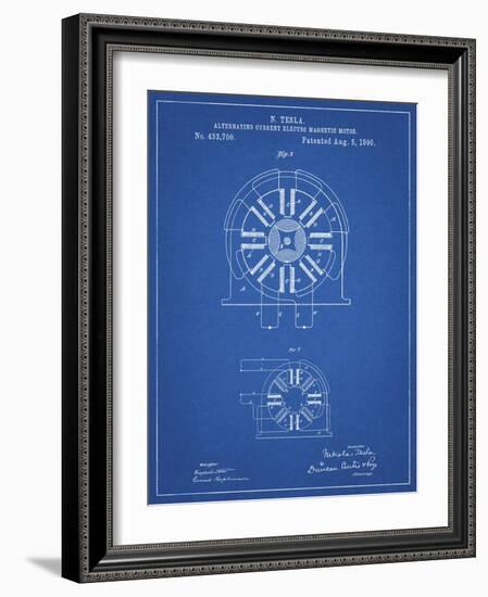 PP1092-Blueprint Tesla Coil Patent Poster-Cole Borders-Framed Giclee Print