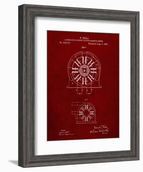 PP1092-Burgundy Tesla Coil Patent Poster-Cole Borders-Framed Giclee Print