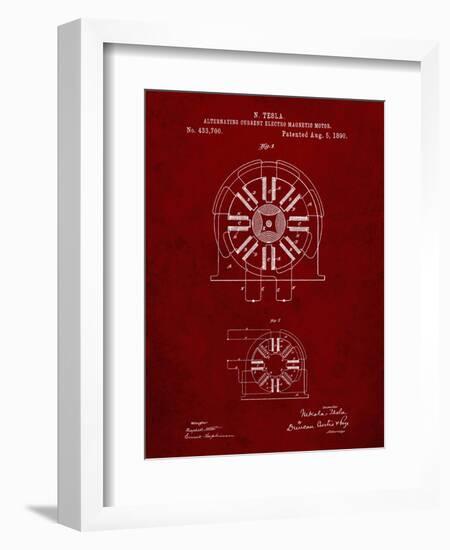 PP1092-Burgundy Tesla Coil Patent Poster-Cole Borders-Framed Giclee Print