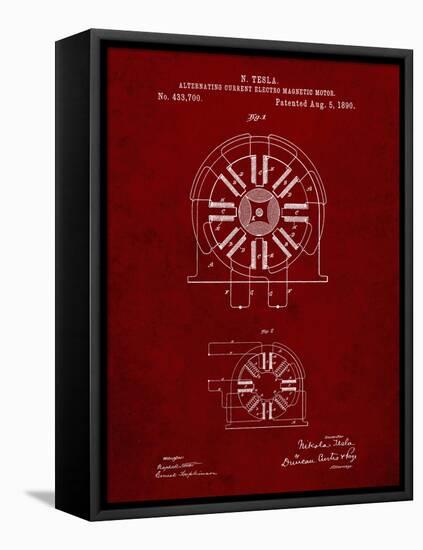 PP1092-Burgundy Tesla Coil Patent Poster-Cole Borders-Framed Premier Image Canvas