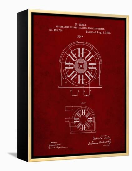 PP1092-Burgundy Tesla Coil Patent Poster-Cole Borders-Framed Premier Image Canvas