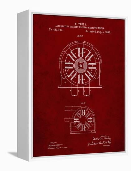 PP1092-Burgundy Tesla Coil Patent Poster-Cole Borders-Framed Premier Image Canvas