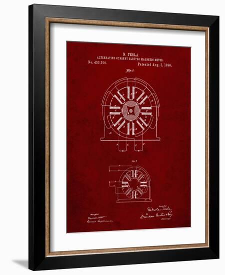 PP1092-Burgundy Tesla Coil Patent Poster-Cole Borders-Framed Giclee Print