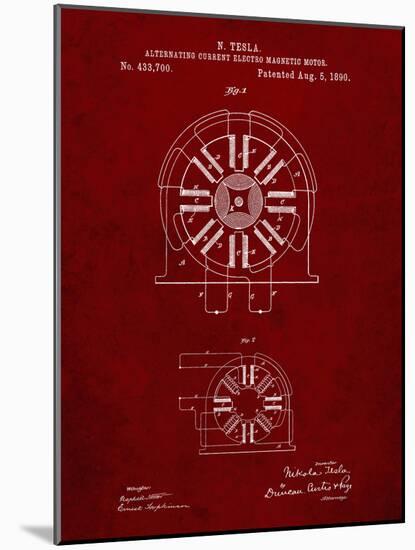 PP1092-Burgundy Tesla Coil Patent Poster-Cole Borders-Mounted Giclee Print