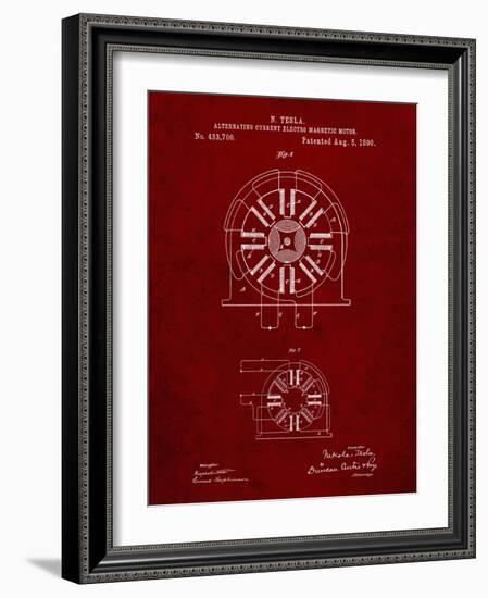 PP1092-Burgundy Tesla Coil Patent Poster-Cole Borders-Framed Giclee Print